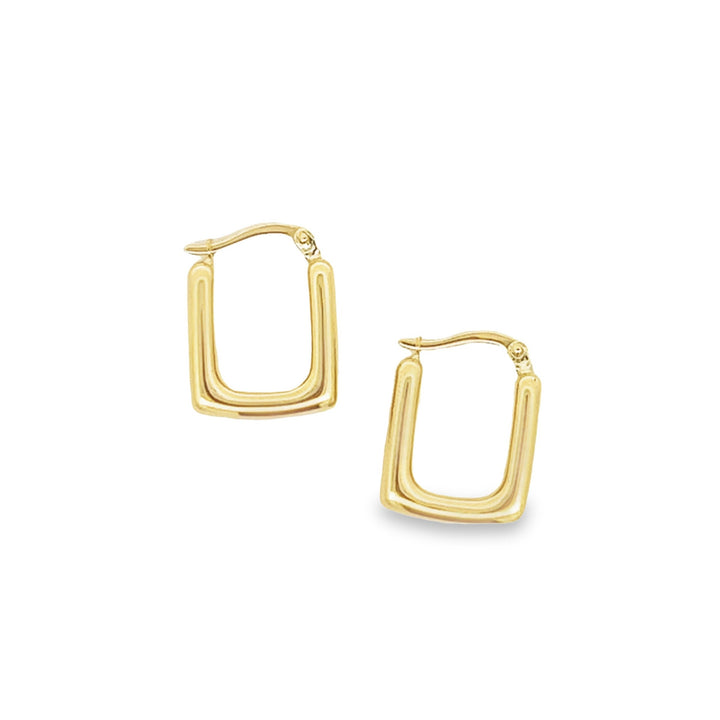 14K solid gold essentials - bold rectangle hoops - workshopunderground.com