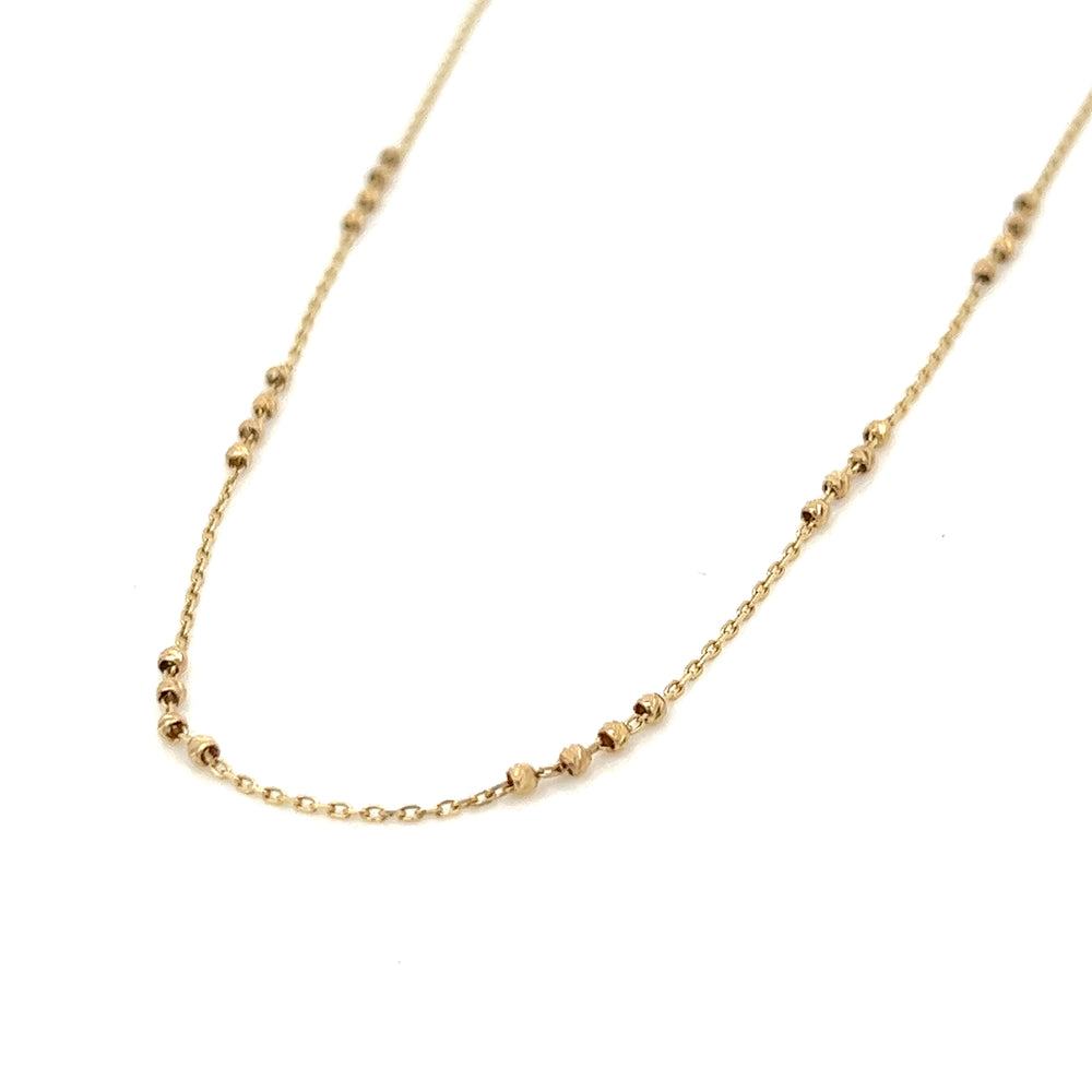 14K solid gold 24-beads diamond cut station necklace - workshopunderground.com