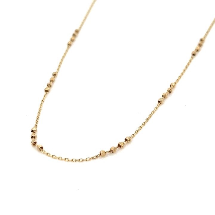 14K solid gold 24-beads diamond cut station necklace - workshopunderground.com