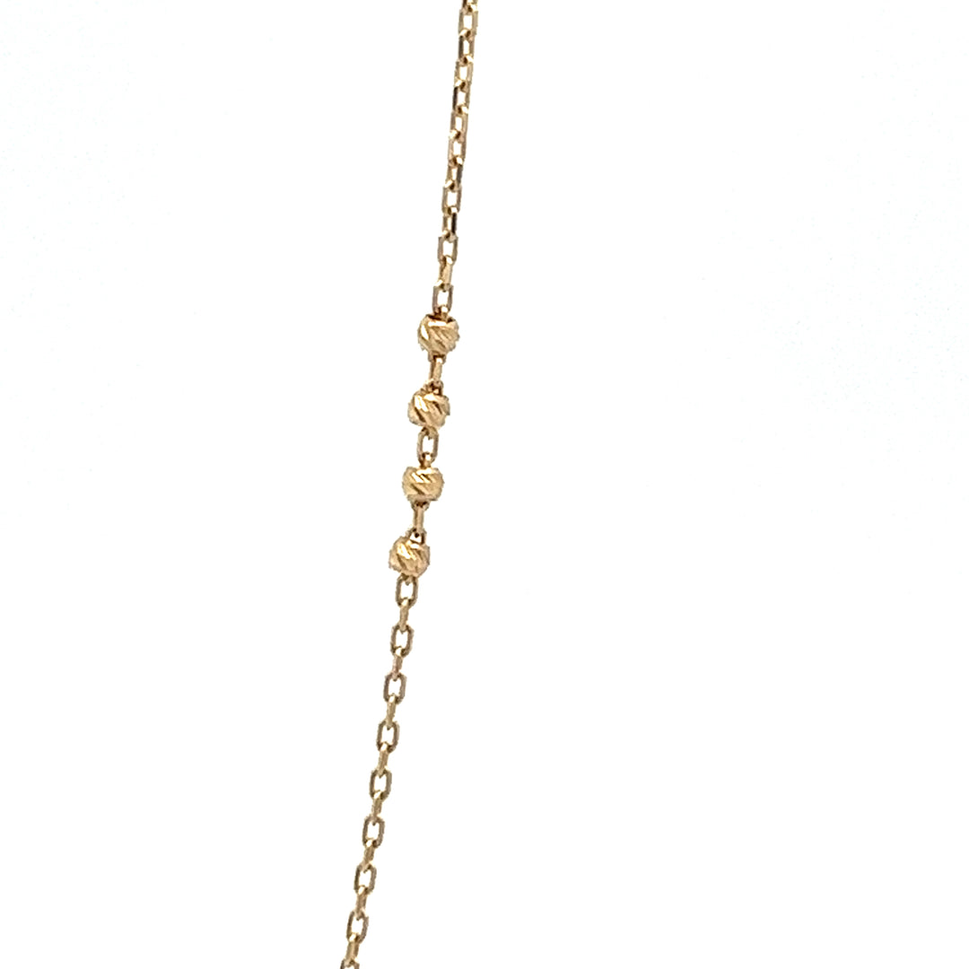 14K solid gold 24-beads diamond cut station necklace - workshopunderground.com