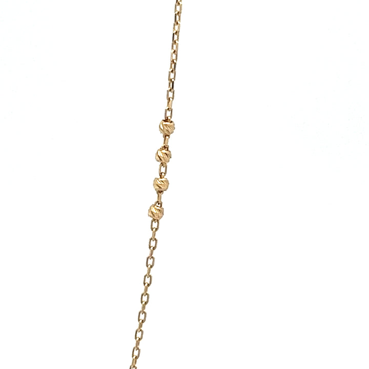 14K solid gold 24-beads diamond cut station necklace - workshopunderground.com