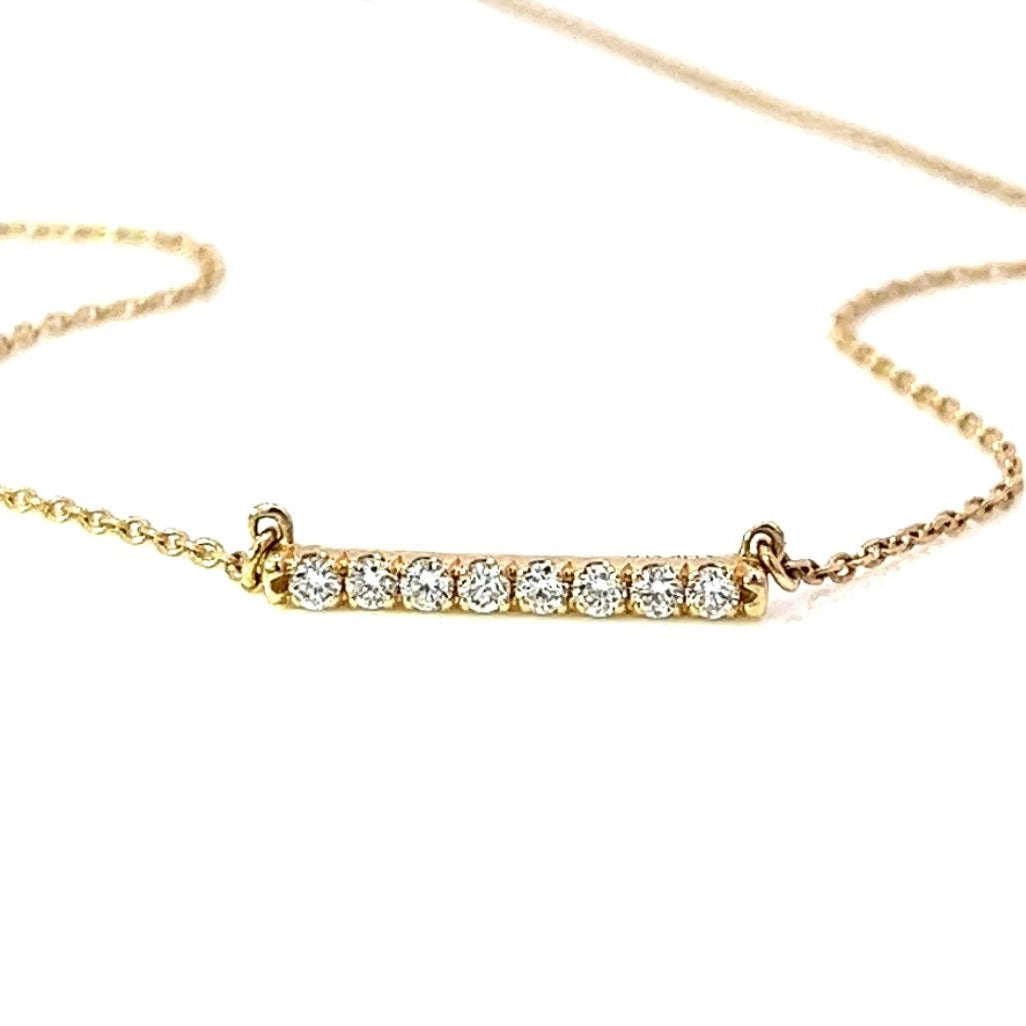 14K diamond classic bar necklace - 16" to 18" adjustable - workshopunderground.com