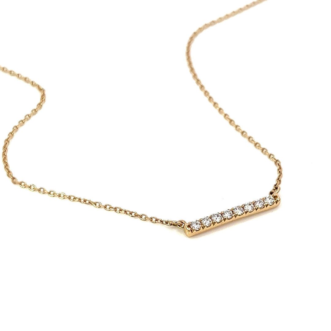 14K diamond classic bar necklace - 16" to 18" adjustable - workshopunderground.com