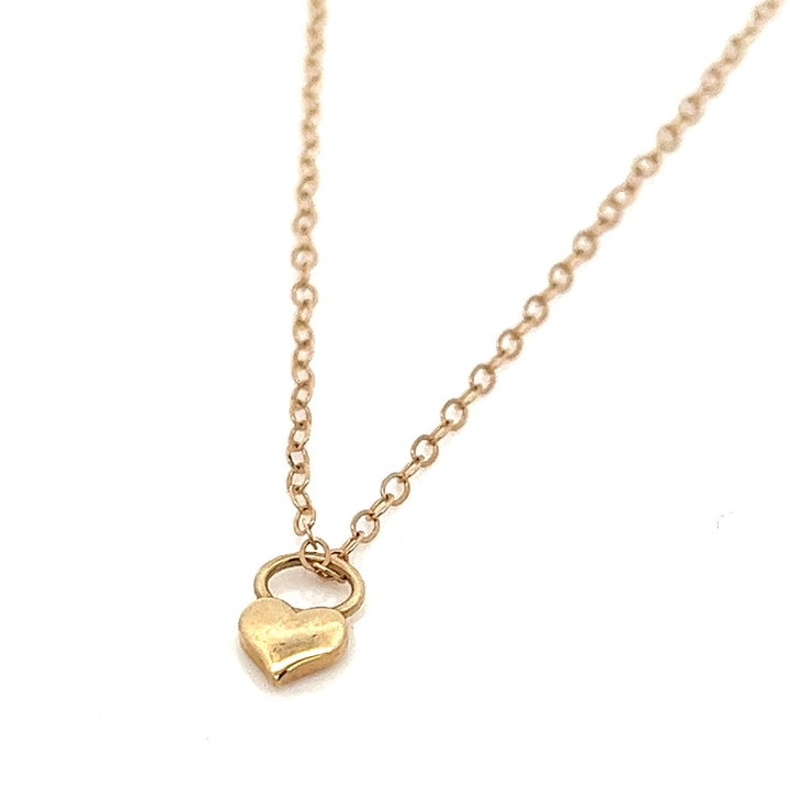 14K solid gold heart lock necklace - workshopunderground.com