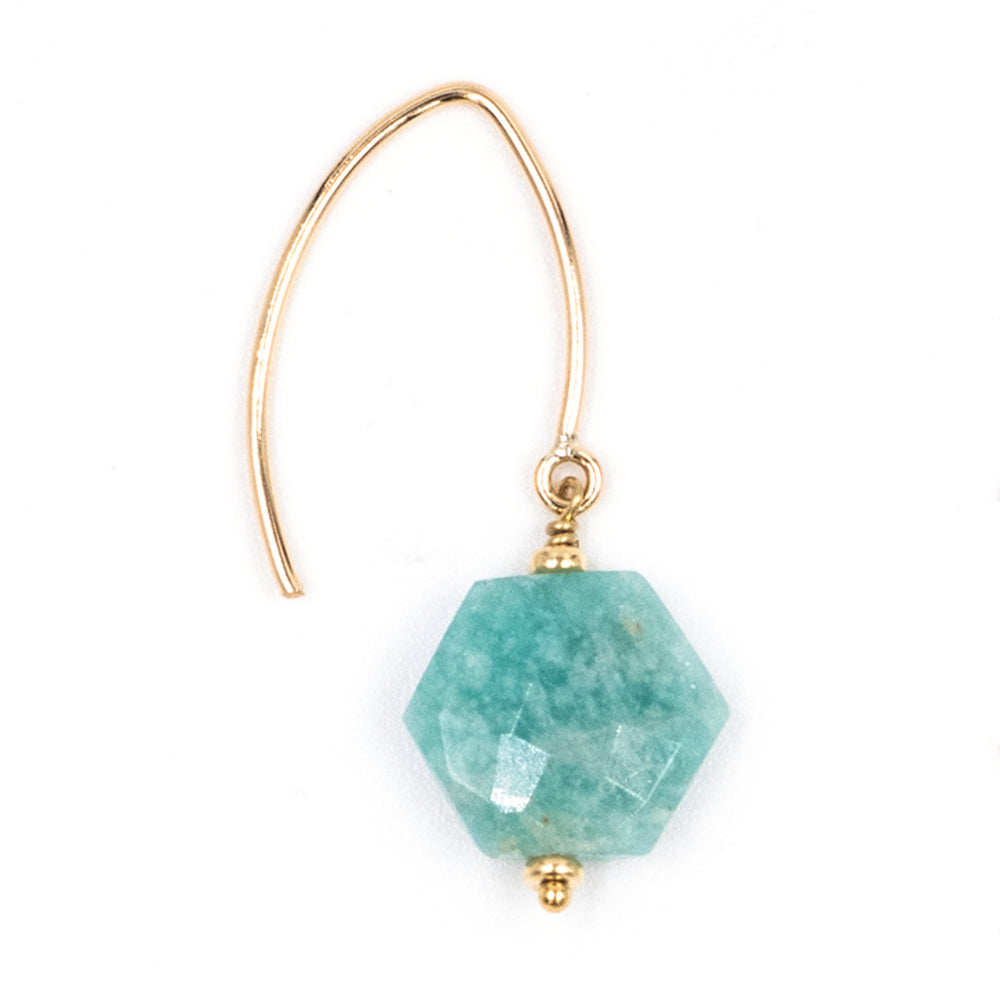 amazonite faceted hexagon earrings - Workshop Fine Jewelry