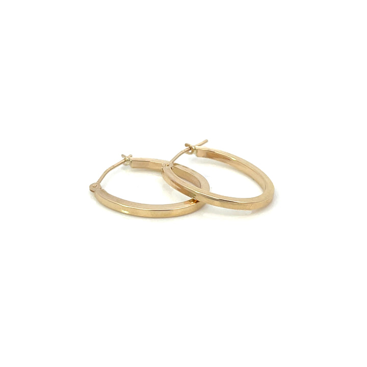 14K Flat Edge Oval Hoops, small - Workshop Fine Jewelry