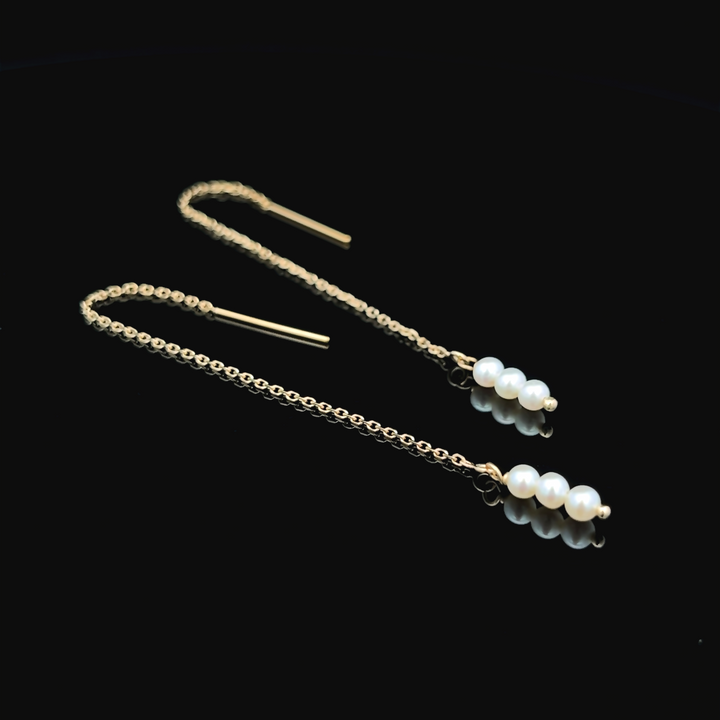 van luna - triple baby akoya pearl threaders - workshopunderground.com