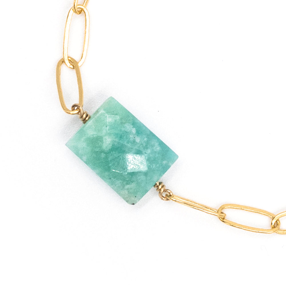 amazonite chiclet paperclip bracelet - Workshop Fine Jewelry
