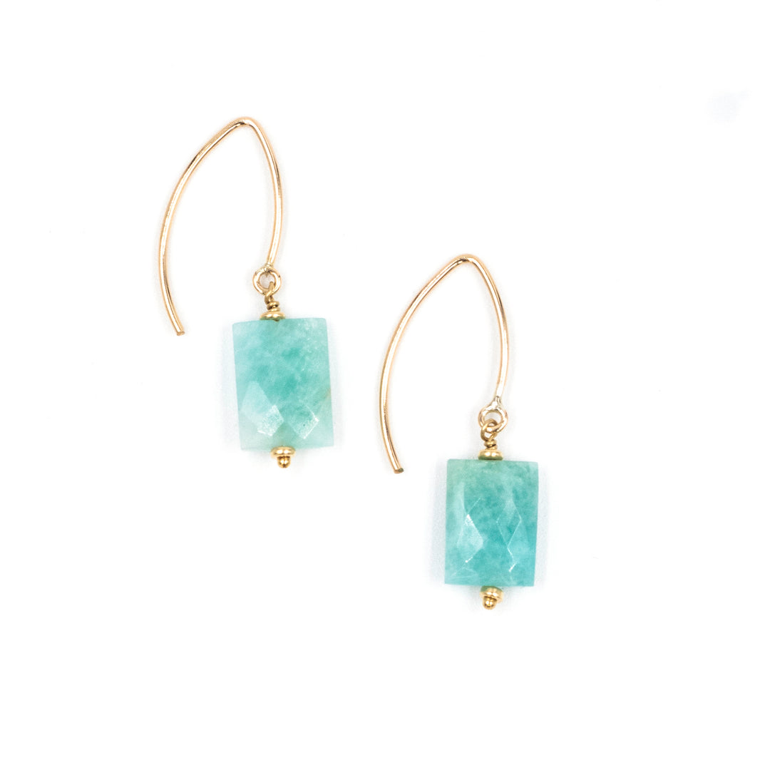 amazonite chiclet shepards hook earrings - Workshop Fine Jewelry