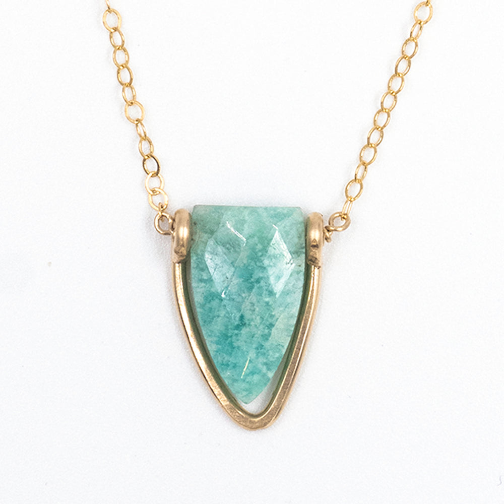amazonite arrowhead bezel necklace - Workshop Fine Jewelry