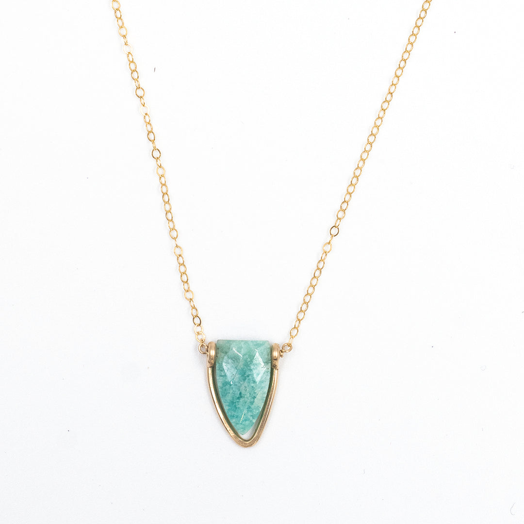 amazonite arrowhead bezel necklace - Workshop Fine Jewelry