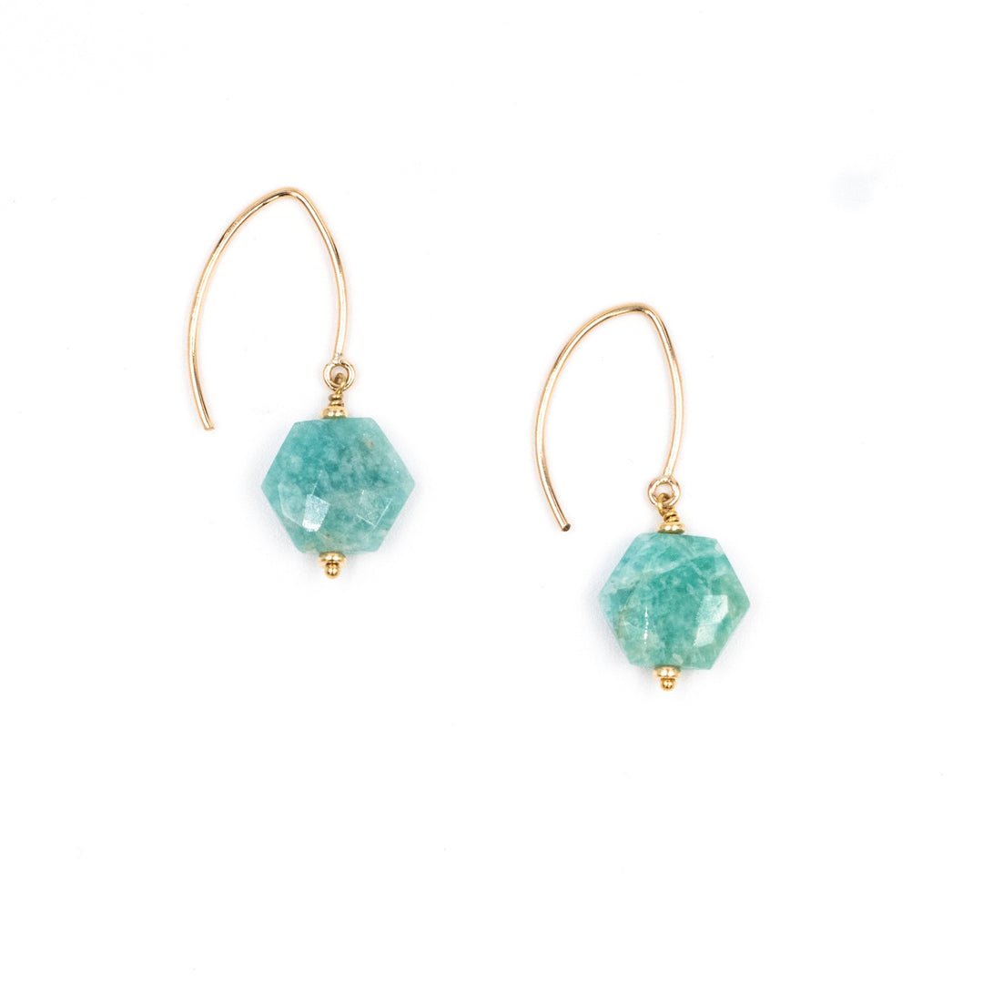 amazonite faceted hexagon earrings - Workshop Fine Jewelry