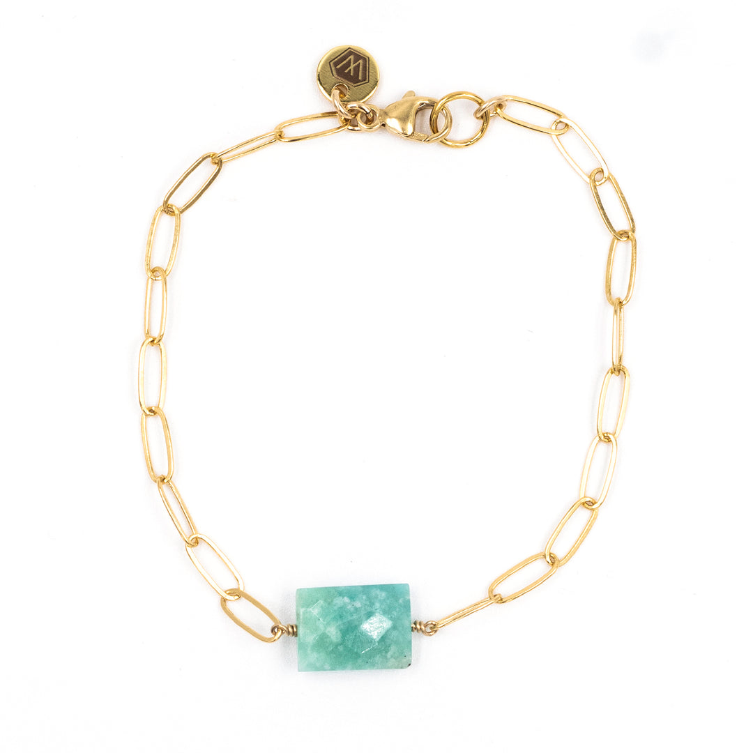amazonite chiclet paperclip bracelet - Workshop Fine Jewelry