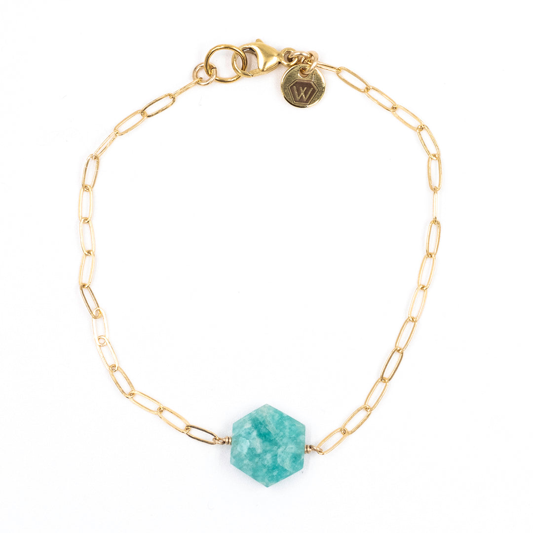 amazonite hexagon paperclip bracelet - Workshop Fine Jewelry