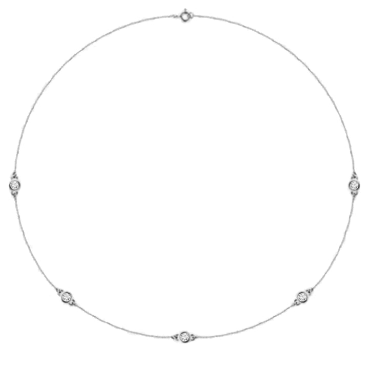 14K diamond 5 station bezel necklace - 1/4 ctw to 1 ctw - workshopunderground.com