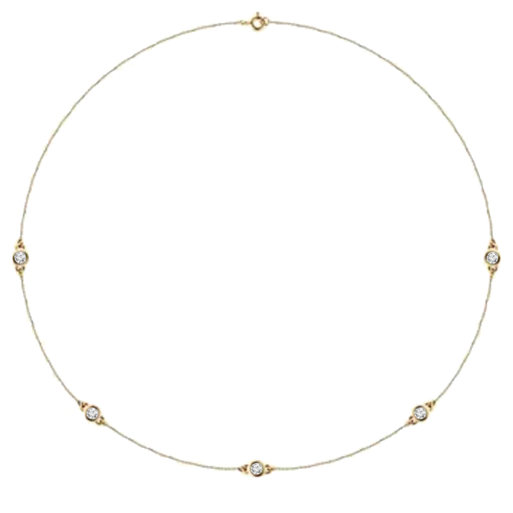 14K diamond 5 station bezel necklace - 1/4 ctw to 1 ctw - workshopunderground.com