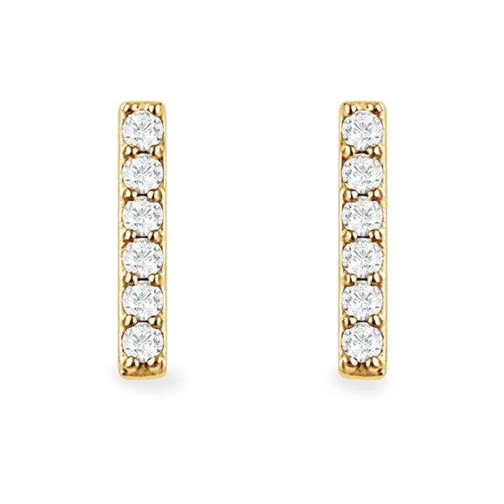 14K diamond 6-stone bar earrings - workshopunderground.com