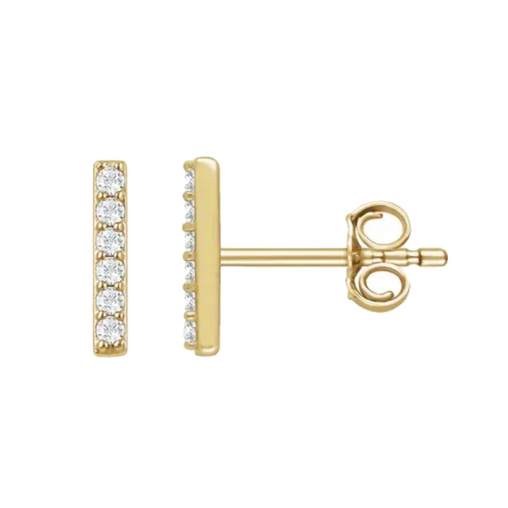 14K diamond 6-stone bar earrings - workshopunderground.com