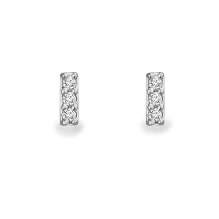 14K diamond 3-stone bar earrings - workshopunderground.com