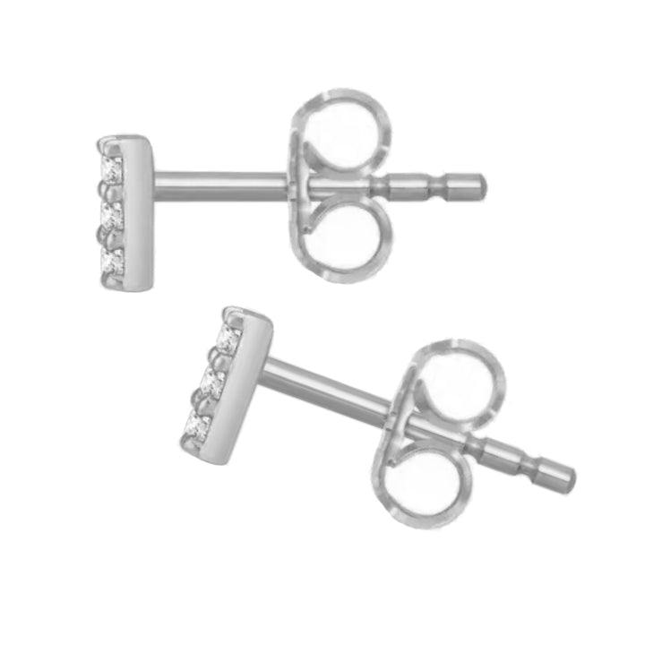 14K diamond 3-stone bar earrings - workshopunderground.com