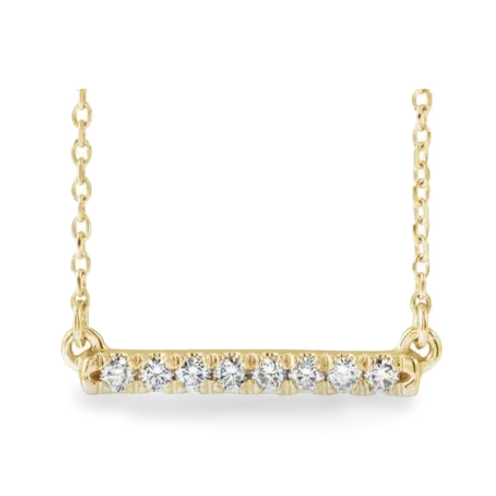 14K diamond classic bar necklace - 16" to 18" adjustable - workshopunderground.com
