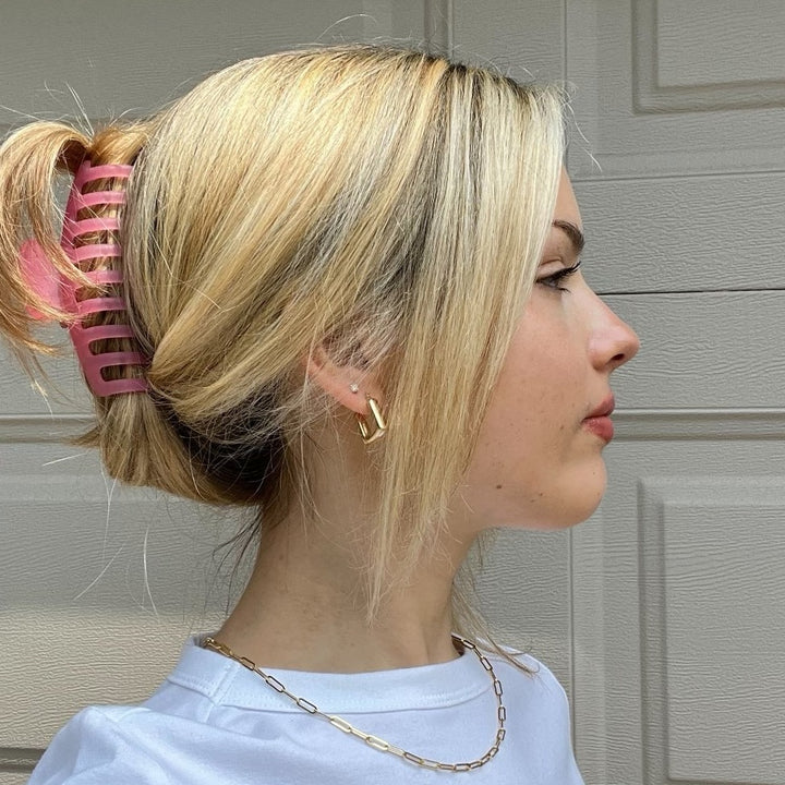 14K solid gold essentials - bold rectangle hoops - workshopunderground.com