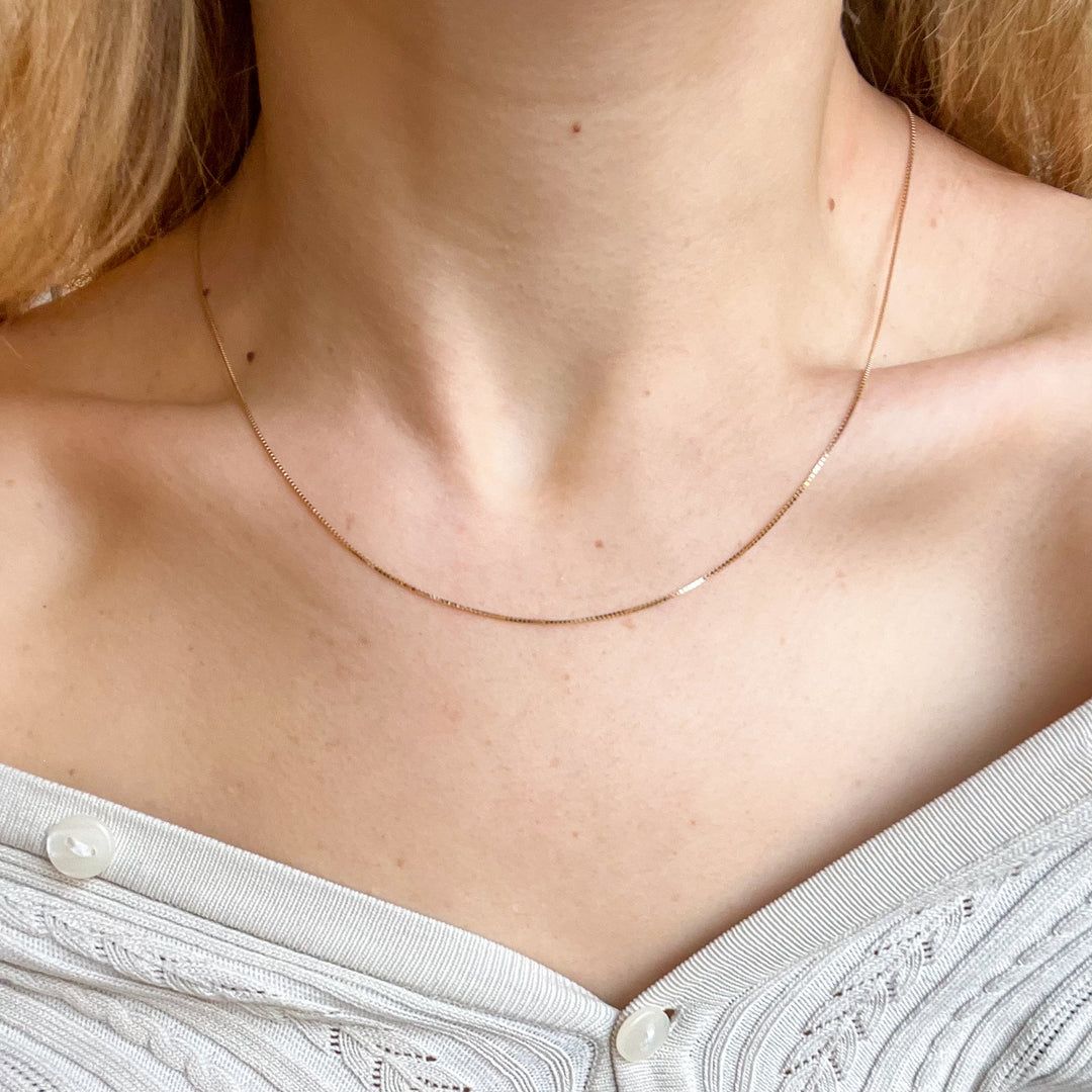 14K solid gold box chain necklace - workshopunderground.com