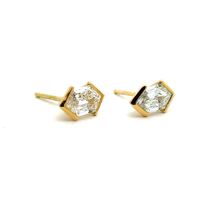 Linea - Elongated Hexagon Stud Earrings - Workshop Fine Jewelry