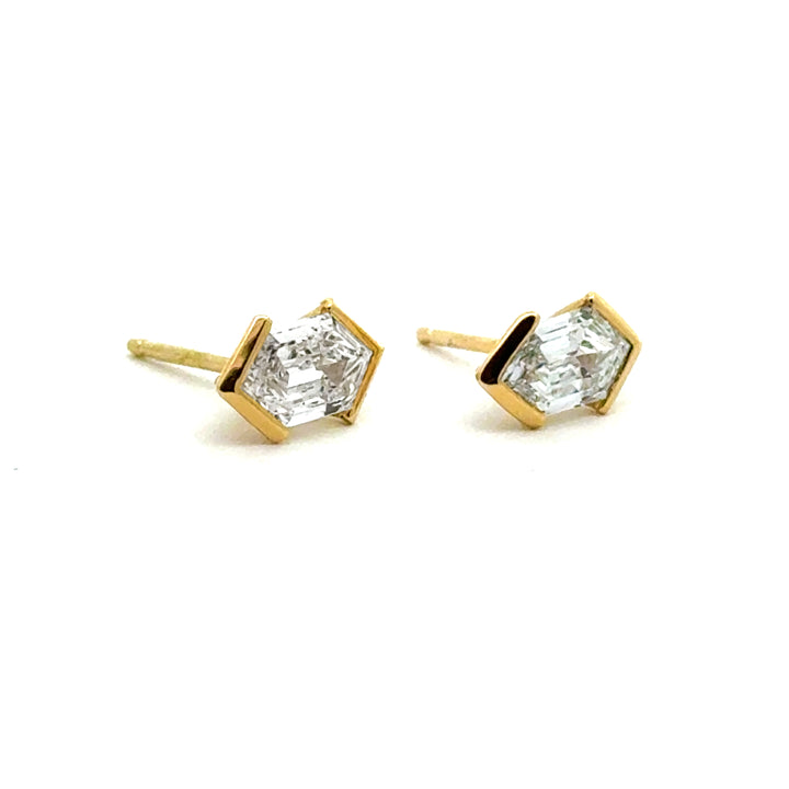 Linea - Elongated Hexagon Stud Earrings - Workshop Fine Jewelry