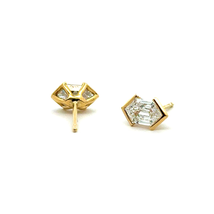 Linea - Elongated Hexagon Stud Earrings - Workshop Fine Jewelry