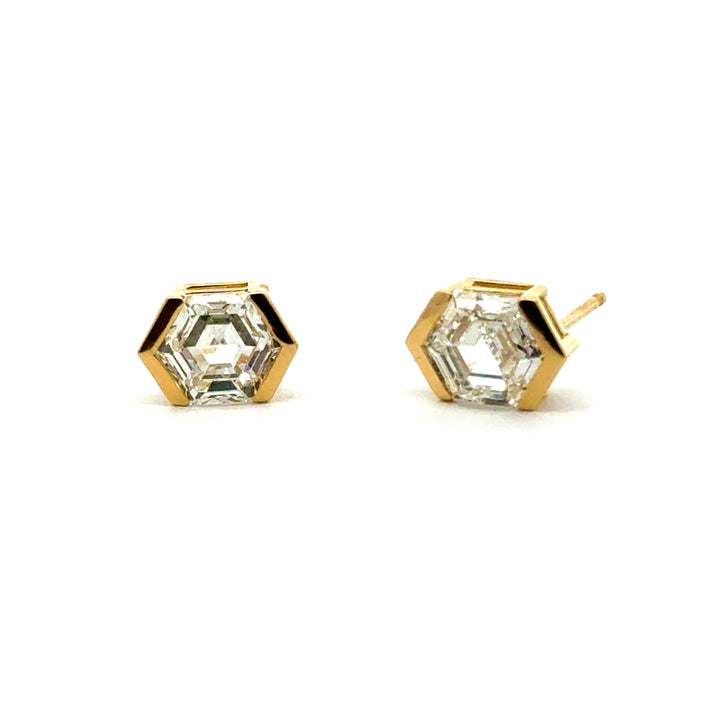 Linea - Hexagon Stud Earrings, 2.09 ctw - Workshop Fine Jewelry