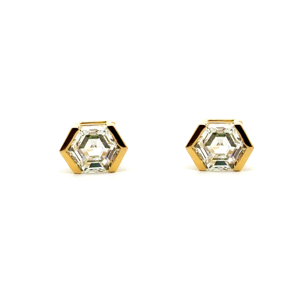 Linea - Hexagon Stud Earrings, 2.09 ctw - Workshop Fine Jewelry