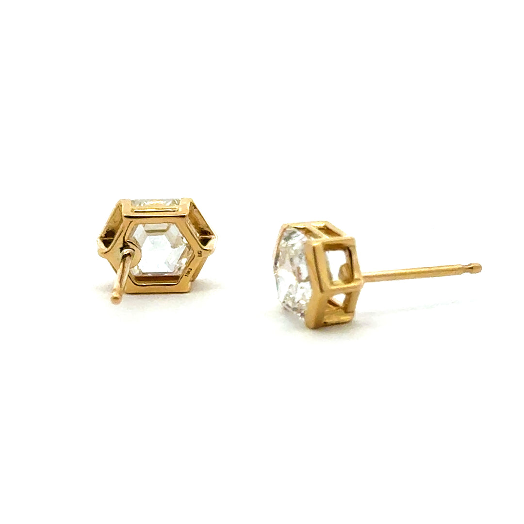 Linea - Hexagon Stud Earrings, 2.09 ctw - Workshop Fine Jewelry