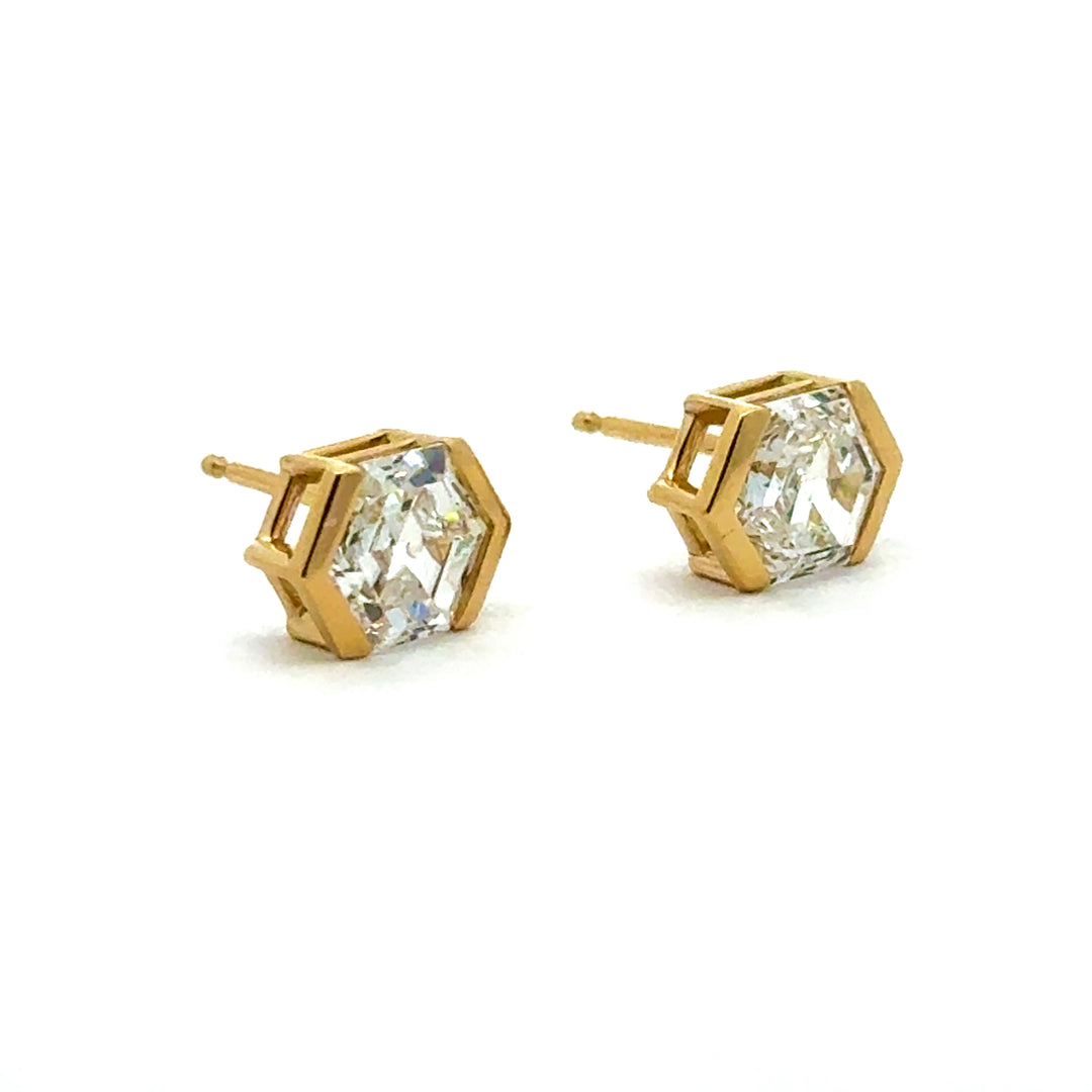 Linea - Hexagon Stud Earrings, 2.09 ctw - Workshop Fine Jewelry