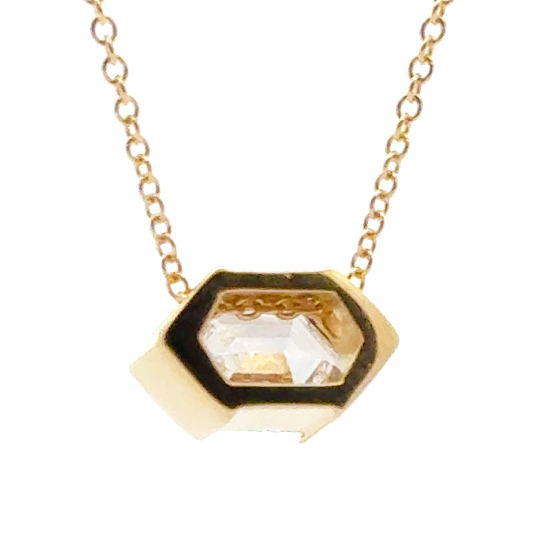 Linea - Half Bezel Hexagon Diamond Necklace, 1.03 ctw, 18K yellow gold - Workshop Fine Jewelry
