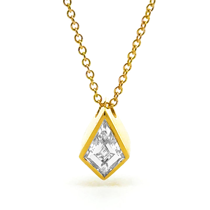 Linea - Full Bezel Kite Diamond Necklace, 18K yellow gold - Workshop Fine Jewelry