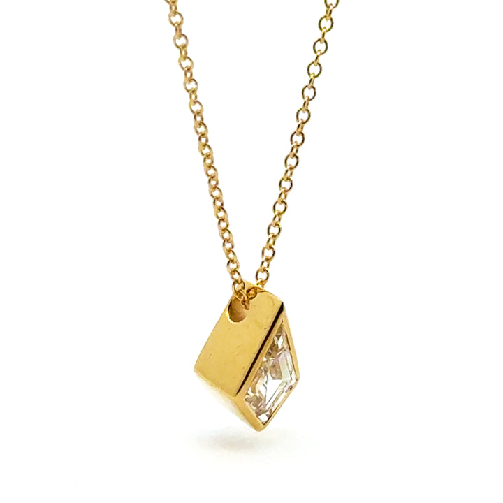 Linea - Full Bezel Kite Diamond Necklace, 18K yellow gold - Workshop Fine Jewelry