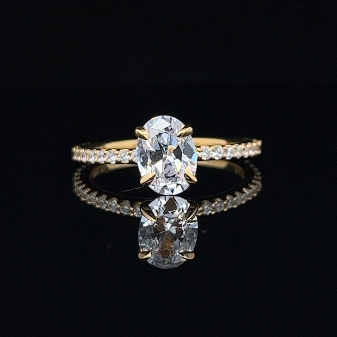 1 1/2 ctw oval diamond engagement ring with pave accents & hidden collar - workshopunderground.com
