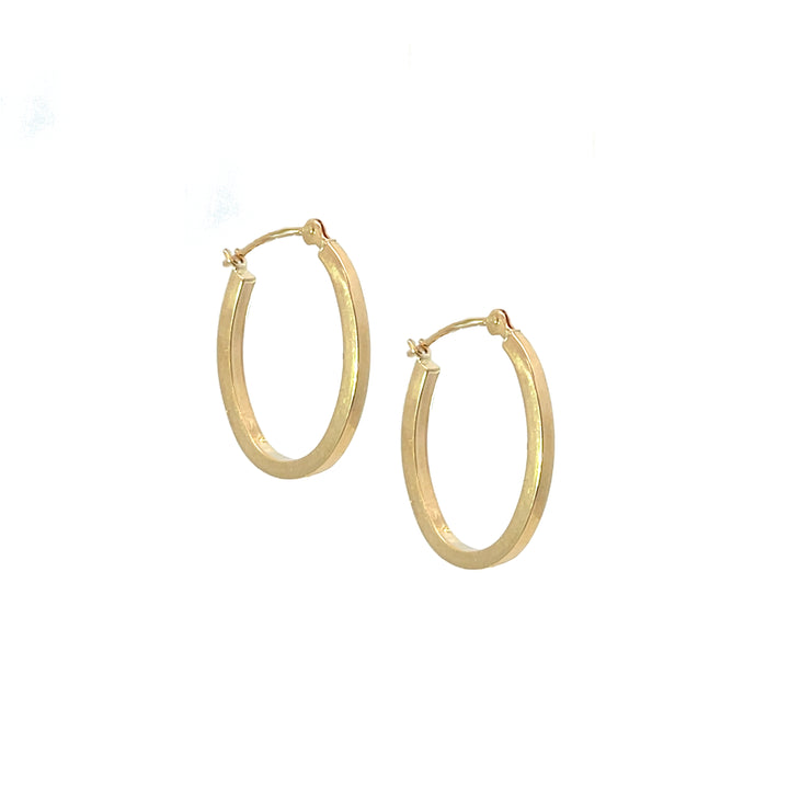 14K Flat Edge Oval Hoops, small - Workshop Fine Jewelry