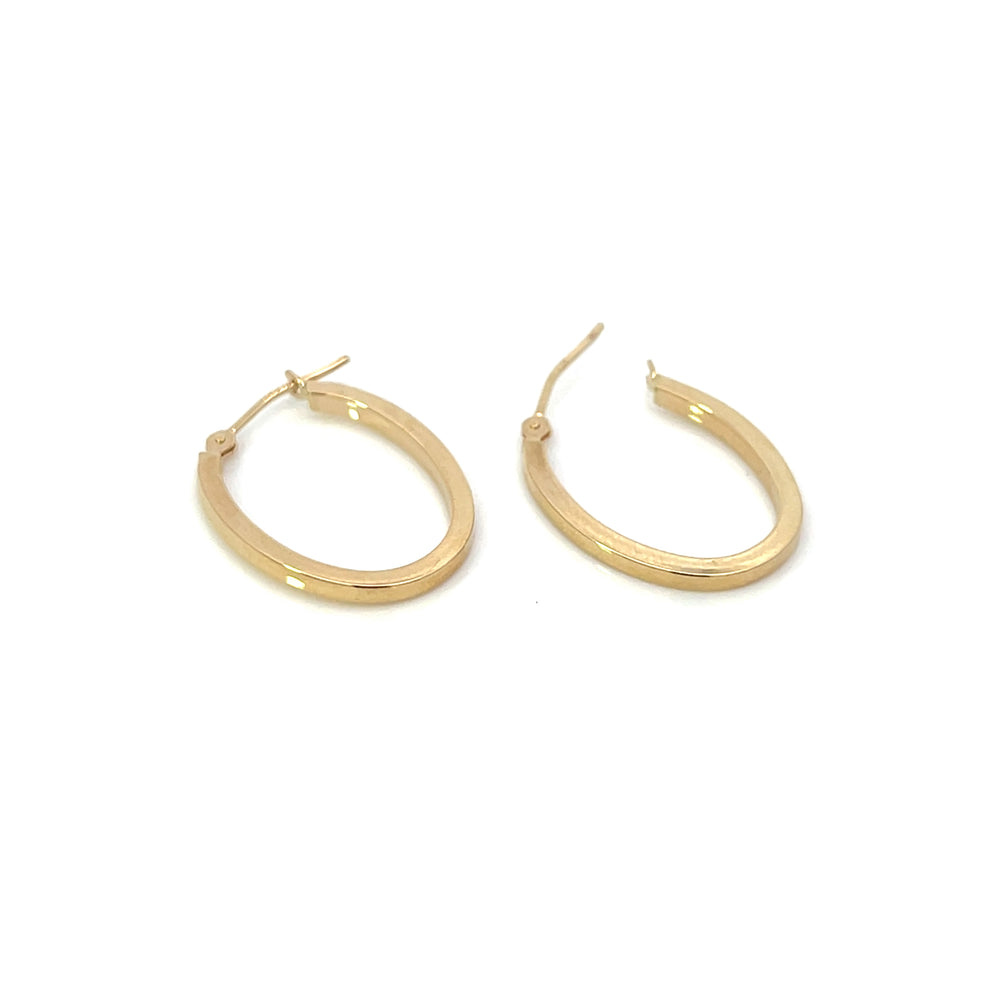 14K Flat Edge Oval Hoops, small - Workshop Fine Jewelry