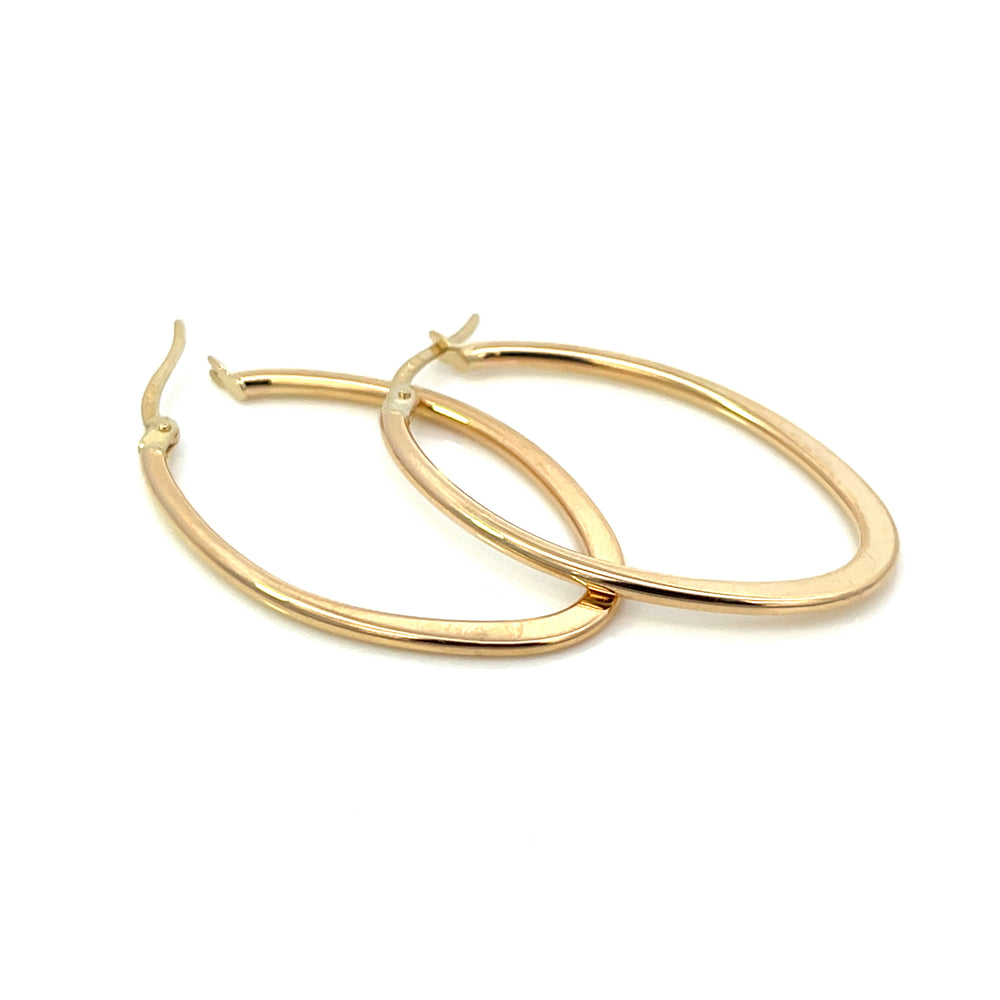 14K Flat Edge Oval Hoops, large - Workshop Fine Jewelry