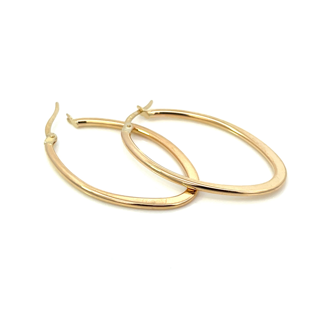 14K Flat Edge Oval Hoops, large - Workshop Fine Jewelry