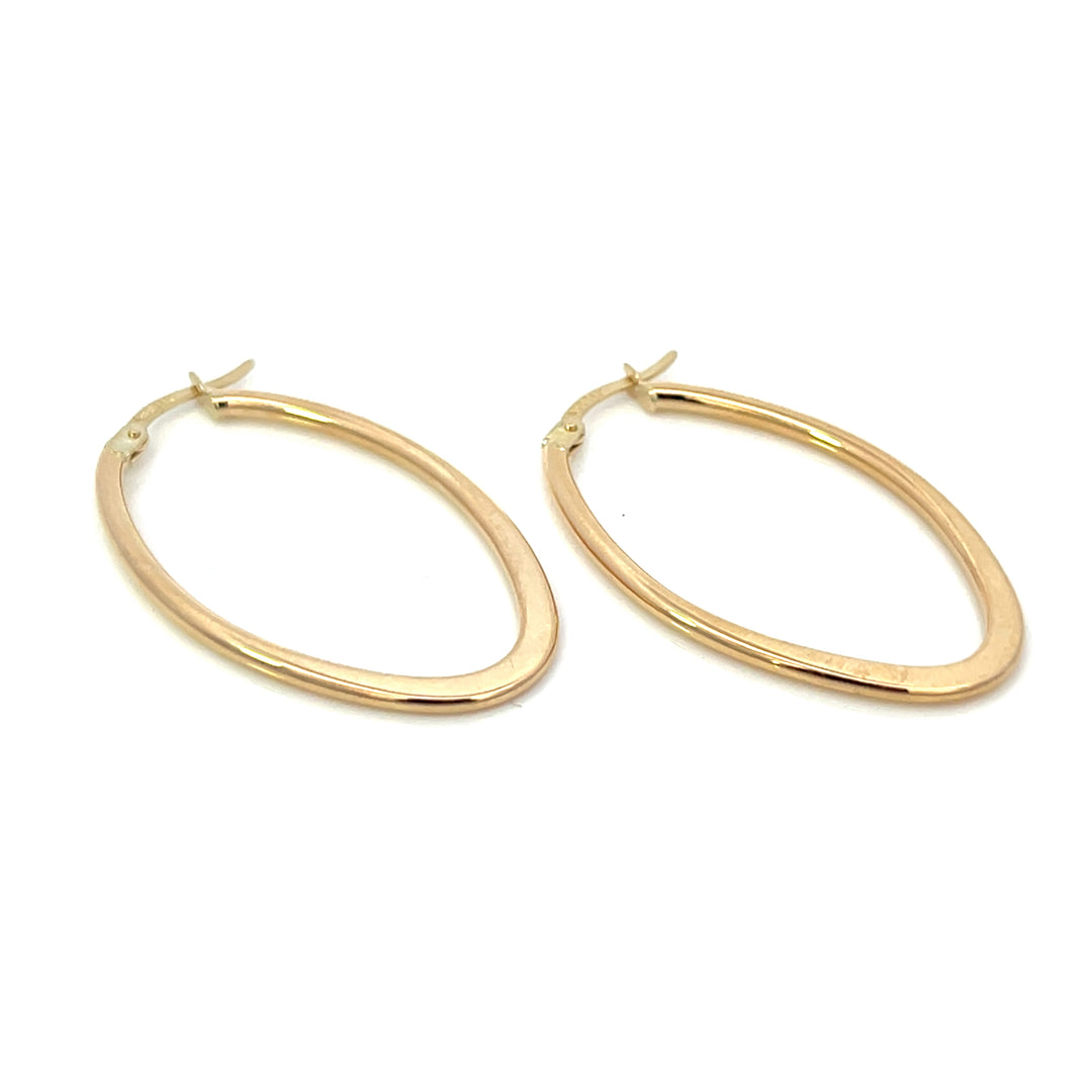 14K Flat Edge Oval Hoops, large - Workshop Fine Jewelry