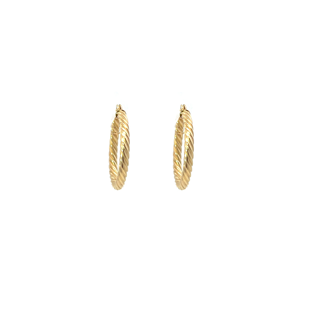 14K YG Rope Round Hoops, medium - Workshop Fine Jewelry