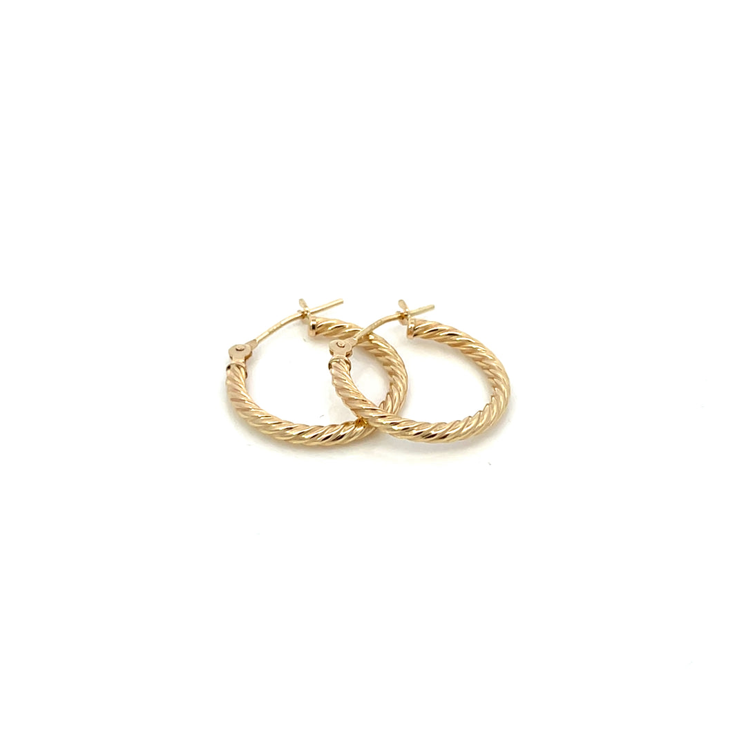 14K YG Rope Round Hoops, medium - Workshop Fine Jewelry