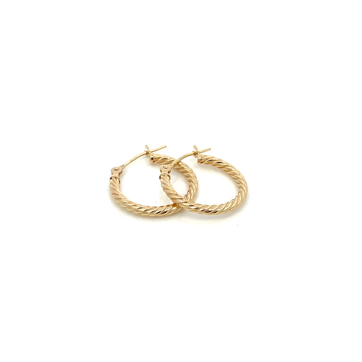 14K YG Rope Round Hoops, medium - Workshop Fine Jewelry