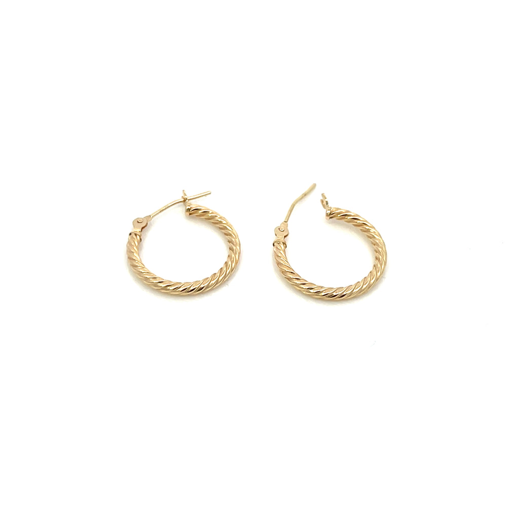 14K YG Rope Round Hoops, medium - Workshop Fine Jewelry