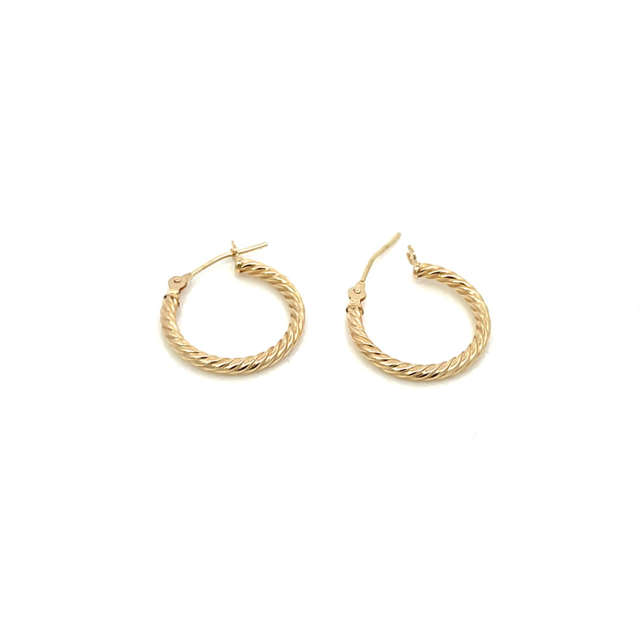 14K YG Rope Round Hoops, medium - Workshop Fine Jewelry