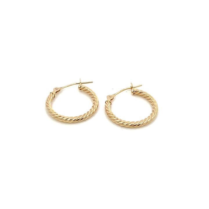 14K YG Rope Round Hoops, medium - Workshop Fine Jewelry