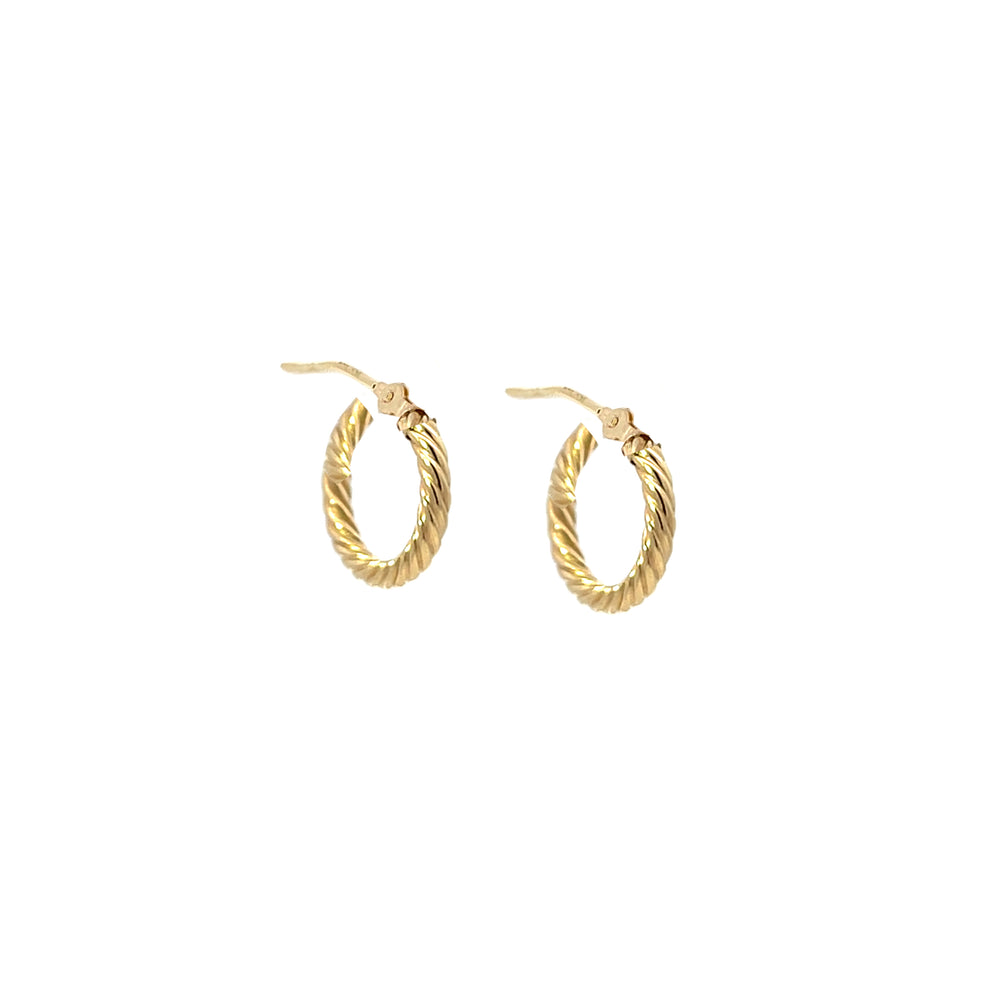 14K YG Rope Round Hoops, small - Workshop Fine Jewelry